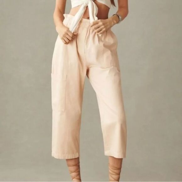 Anthropologie Pants - Anthropologie 100% Cotton Paperbag Crop Straight Leg Cargo Pants S Old Money